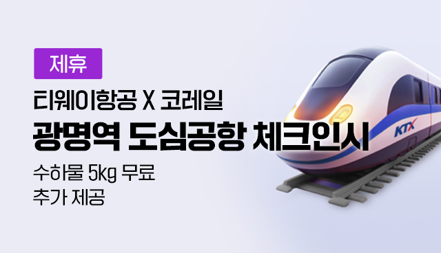 광명역 도심공항 체크인 이벤트, 수하물 5kg 무료 추가 제공