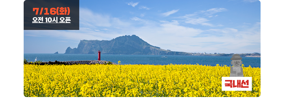국내선 7/16(화) 오전 10시 오픈
