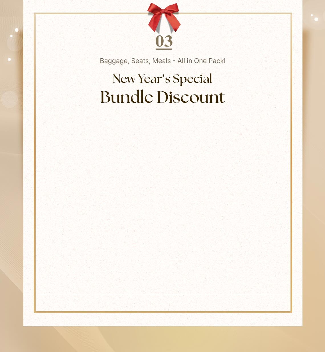 03. Baggage, Seats, Meals - All in One Pack! New Year’s Special Bundle Discount